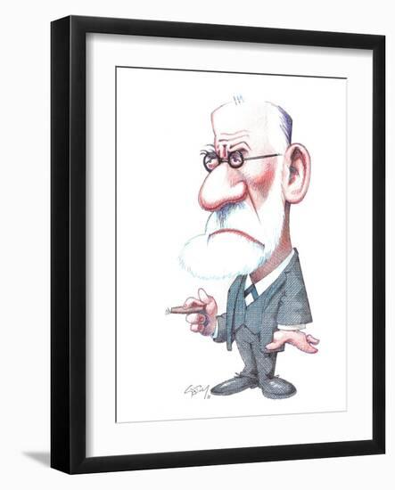 Sigmund Freud, Caricature-Gary Brown-Framed Photographic Print