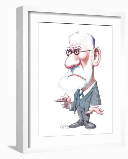 Sigmund Freud, Caricature-Gary Brown-Framed Photographic Print