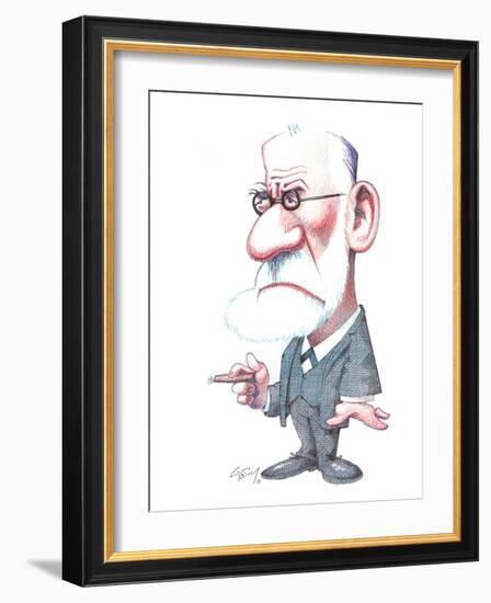 Sigmund Freud, Caricature-Gary Brown-Framed Photographic Print