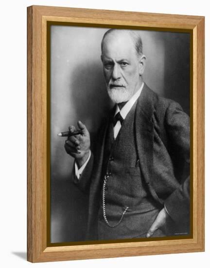 Sigmund Freud, Founder of Psychoanalysis, Smoking Cigar-null-Framed Premier Image Canvas