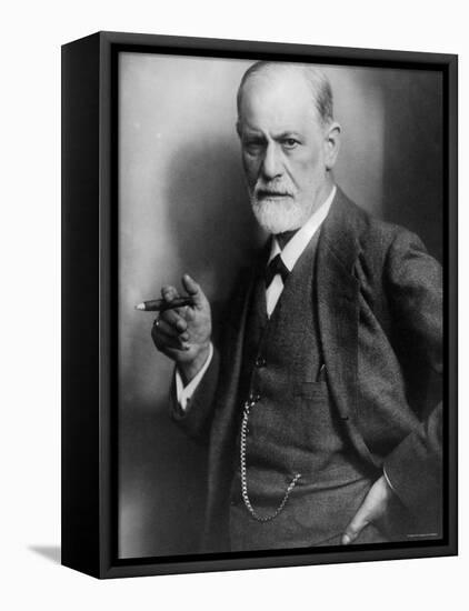 Sigmund Freud, Founder of Psychoanalysis, Smoking Cigar-null-Framed Premier Image Canvas