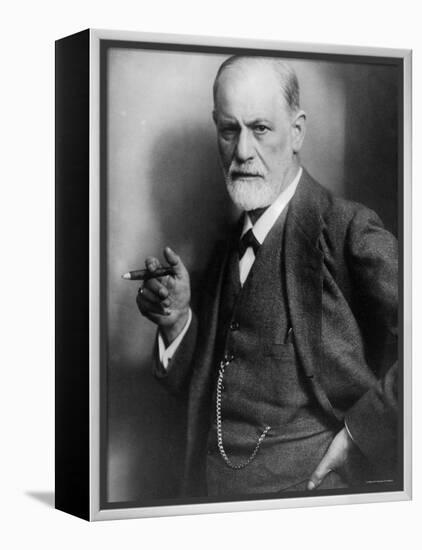 Sigmund Freud, Founder of Psychoanalysis, Smoking Cigar-null-Framed Premier Image Canvas
