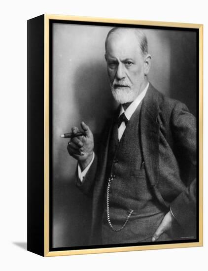 Sigmund Freud, Founder of Psychoanalysis, Smoking Cigar-null-Framed Premier Image Canvas