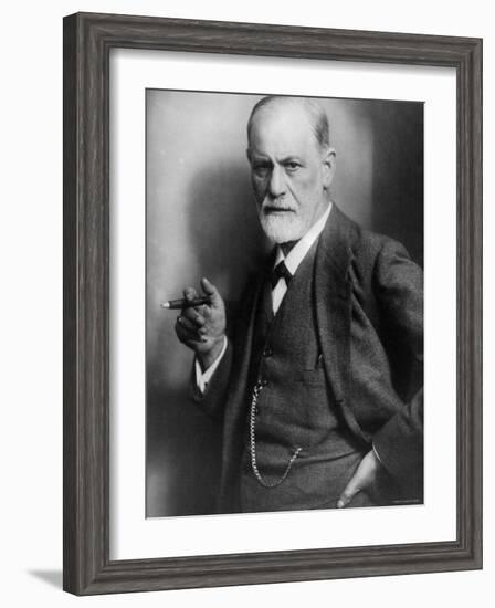 Sigmund Freud, Founder of Psychoanalysis, Smoking Cigar-null-Framed Premium Photographic Print