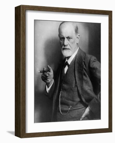 Sigmund Freud, Founder of Psychoanalysis, Smoking Cigar-null-Framed Premium Photographic Print