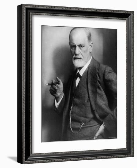 Sigmund Freud, Founder of Psychoanalysis, Smoking Cigar-null-Framed Premium Photographic Print