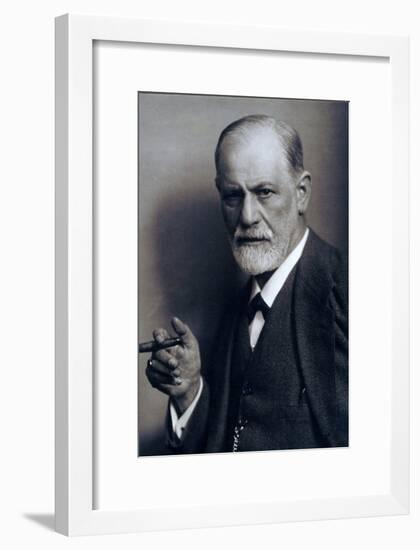 Sigmund Freud Smoking Cigar in a Classic Early 1920s Portrait-null-Framed Art Print