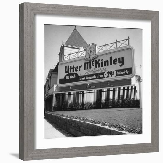 Sign Advertising an Installment Plan for Funerals-Loomis Dean-Framed Photographic Print