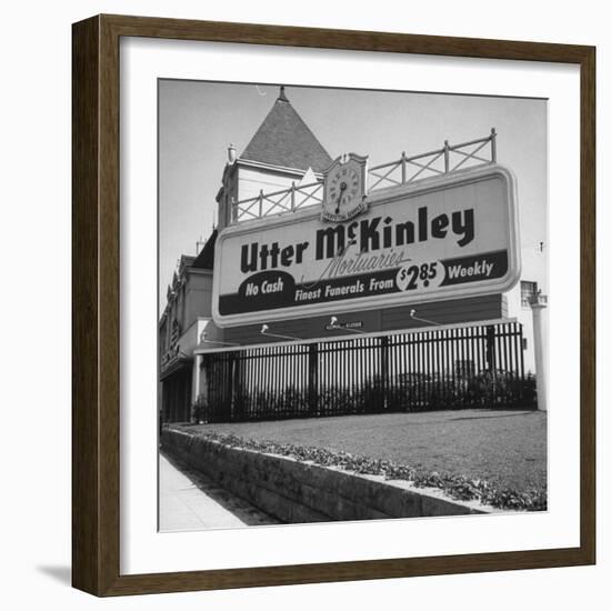 Sign Advertising an Installment Plan for Funerals-Loomis Dean-Framed Photographic Print