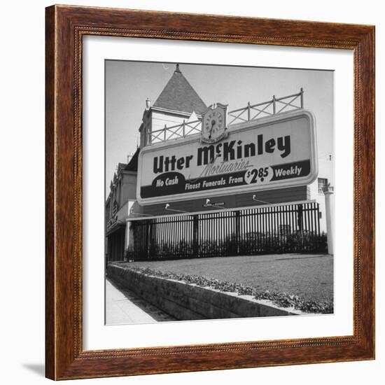 Sign Advertising an Installment Plan for Funerals-Loomis Dean-Framed Photographic Print