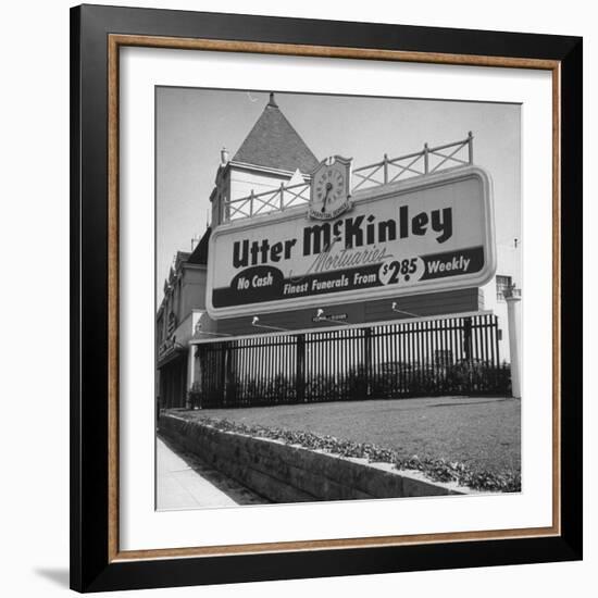 Sign Advertising an Installment Plan for Funerals-Loomis Dean-Framed Photographic Print