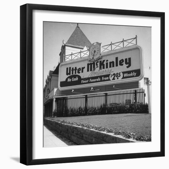 Sign Advertising an Installment Plan for Funerals-Loomis Dean-Framed Photographic Print