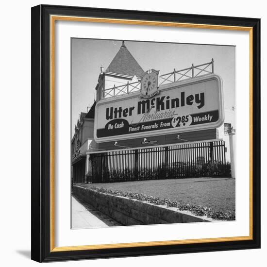 Sign Advertising an Installment Plan for Funerals-Loomis Dean-Framed Photographic Print