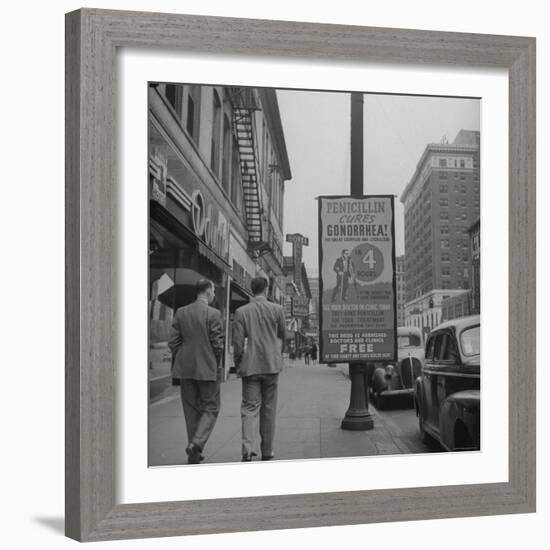 Sign Advertising Penicillin as Treatment For Gonorrhea-Sam Shere-Framed Photographic Print