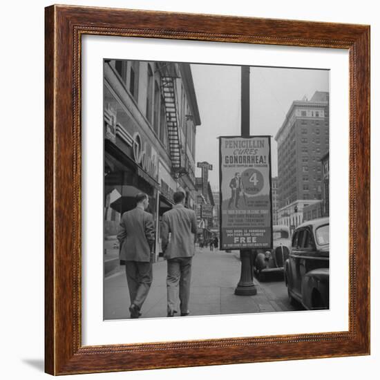 Sign Advertising Penicillin as Treatment For Gonorrhea-Sam Shere-Framed Photographic Print