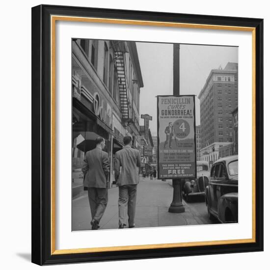 Sign Advertising Penicillin as Treatment For Gonorrhea-Sam Shere-Framed Photographic Print
