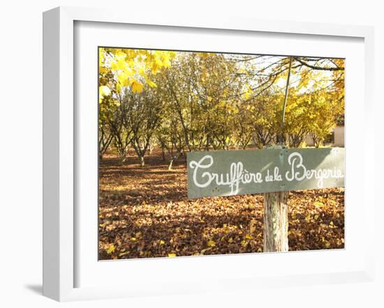 Sign at Entrance to Truffiere De La Bergerie (Truffiere) Truffles Farm, Ste Foy De Longas, Dordogne-Per Karlsson-Framed Photographic Print