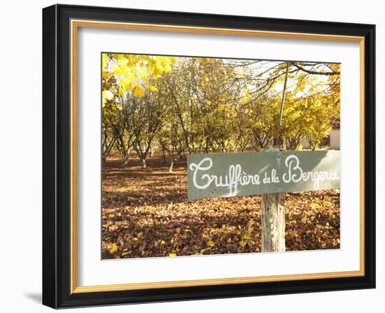 Sign at Entrance to Truffiere De La Bergerie (Truffiere) Truffles Farm, Ste Foy De Longas, Dordogne-Per Karlsson-Framed Photographic Print