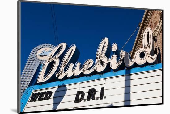 Sign at marquee of the Bluebird Theater, Denver, Colorado, USA-null-Mounted Photographic Print