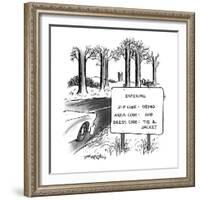 Sign by the side of the road that reads, 'ENTERING ZIP CODE: 08540; AREA ? - New Yorker Cartoon-Henry Martin-Framed Premium Giclee Print