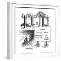 Sign by the side of the road that reads, 'ENTERING ZIP CODE: 08540; AREA ? - New Yorker Cartoon-Henry Martin-Framed Premium Giclee Print