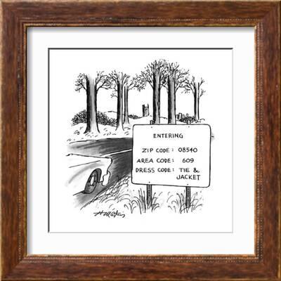 Sign By The Side Of The Road That Reads Entering Zip Code Area New Yorker Cartoon Premium Giclee Print Henry Martin Art Com
