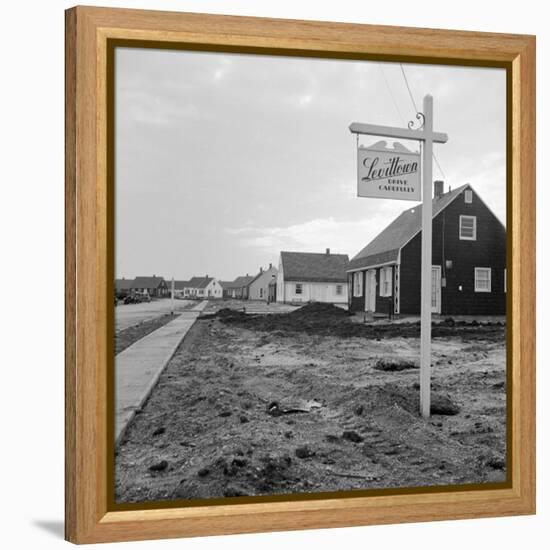 Sign Declaring the Area as Levittown Outside Newly Constructed Homes-null-Framed Premier Image Canvas
