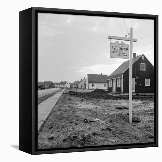 Sign Declaring the Area as Levittown Outside Newly Constructed Homes-null-Framed Premier Image Canvas