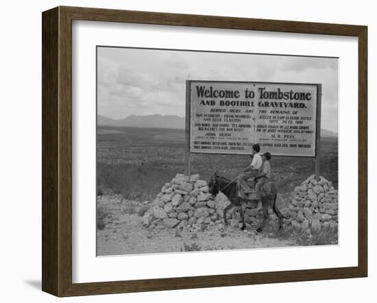 Sign entering Tombstone, Arizona, 1937-Dorothea Lange-Framed Photographic Print