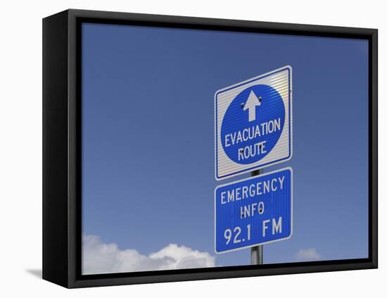 Sign 'Evacuation Route' Along Florida Scenic Highway, North 1, Key Largo, Florida Keys, Florida-Axel Schmies-Framed Premier Image Canvas