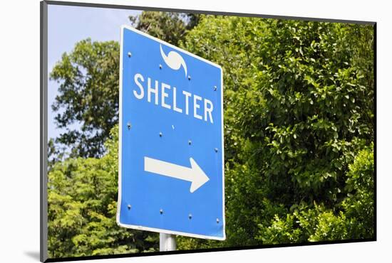 Sign for a Hurricane Shelter, Florida Scenic Highway, North 1, Key Largo, Florida Keys-Axel Schmies-Mounted Photographic Print