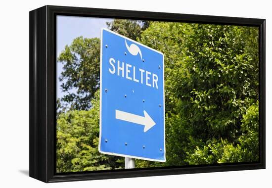 Sign for a Hurricane Shelter, Florida Scenic Highway, North 1, Key Largo, Florida Keys-Axel Schmies-Framed Premier Image Canvas