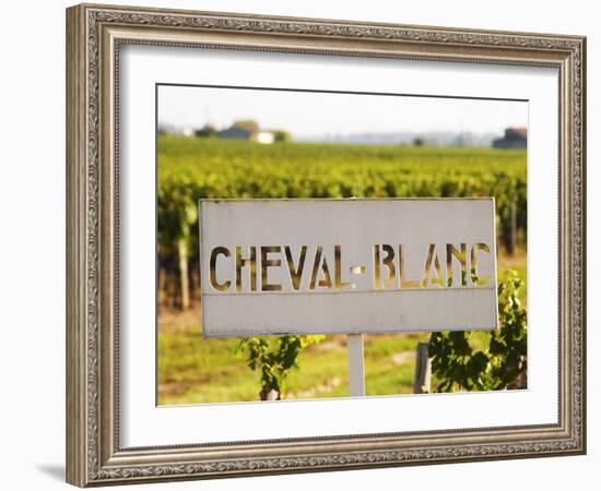 Sign for Chateau Cheval Blanc, Saint Emilion, Bordeaux, France-Per Karlsson-Framed Photographic Print