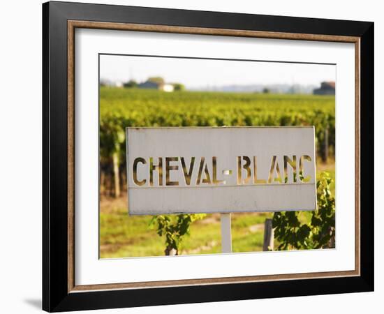 Sign for Chateau Cheval Blanc, Saint Emilion, Bordeaux, France-Per Karlsson-Framed Photographic Print