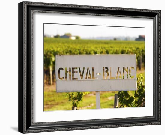 Sign for Chateau Cheval Blanc, Saint Emilion, Bordeaux, France-Per Karlsson-Framed Photographic Print