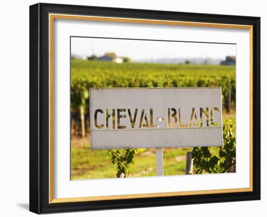 Sign for Chateau Cheval Blanc, Saint Emilion, Bordeaux, France-Per Karlsson-Framed Photographic Print