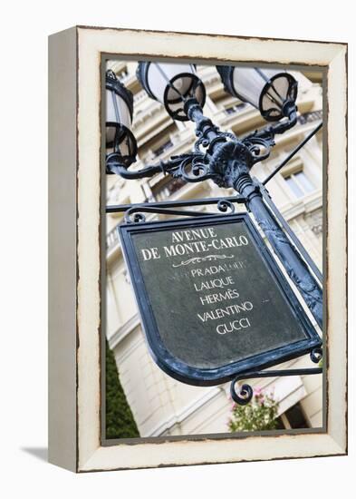 Sign for Exclusive Shops, Monaco-Ville, Monaco, Europe-Amanda Hall-Framed Premier Image Canvas