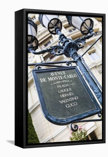 Sign for Exclusive Shops, Monaco-Ville, Monaco, Europe-Amanda Hall-Framed Premier Image Canvas