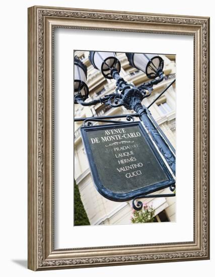 Sign for Exclusive Shops, Monaco-Ville, Monaco, Europe-Amanda Hall-Framed Photographic Print