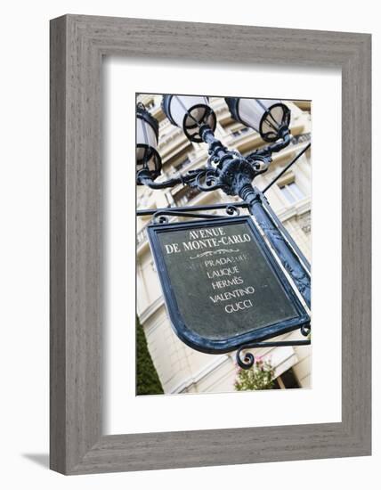 Sign for Exclusive Shops, Monaco-Ville, Monaco, Europe-Amanda Hall-Framed Photographic Print