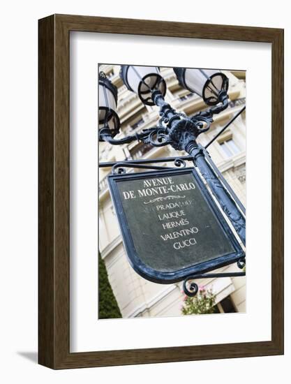 Sign for Exclusive Shops, Monaco-Ville, Monaco, Europe-Amanda Hall-Framed Photographic Print