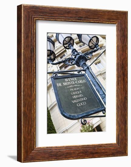 Sign for Exclusive Shops, Monaco-Ville, Monaco, Europe-Amanda Hall-Framed Photographic Print