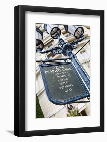 Sign for Exclusive Shops, Monaco-Ville, Monaco, Europe-Amanda Hall-Framed Photographic Print