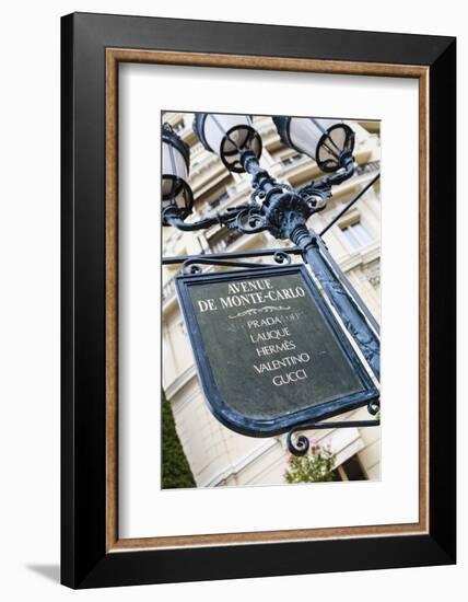 Sign for Exclusive Shops, Monaco-Ville, Monaco, Europe-Amanda Hall-Framed Photographic Print