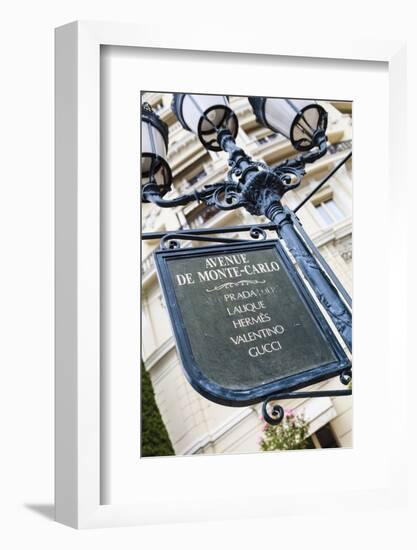 Sign for Exclusive Shops, Monaco-Ville, Monaco, Europe-Amanda Hall-Framed Photographic Print