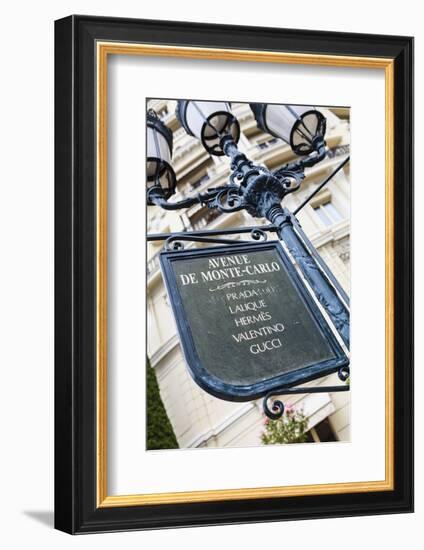 Sign for Exclusive Shops, Monaco-Ville, Monaco, Europe-Amanda Hall-Framed Photographic Print