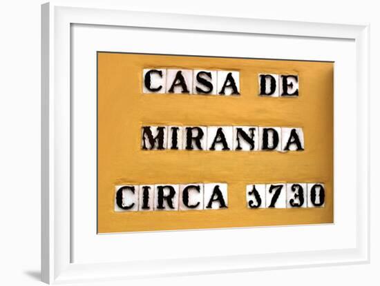 Sign for the Casa De Miranda Circa 1730, Puerto De La Cruz, Tenerife, Canary Islands, 2007-Peter Thompson-Framed Photographic Print