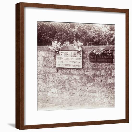 Sign in memory of civilians who were shot by the Germans, Dinant, Belgium, c1914-c1918-Unknown-Framed Photographic Print