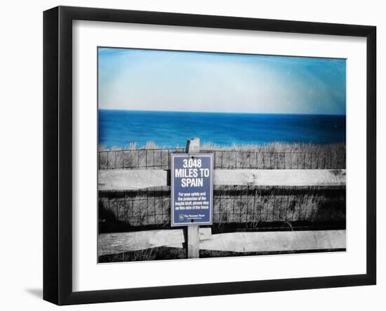 Sign Indicating Distance from Nantucket Island to Spain.-Sabine Jacobs-Framed Photographic Print