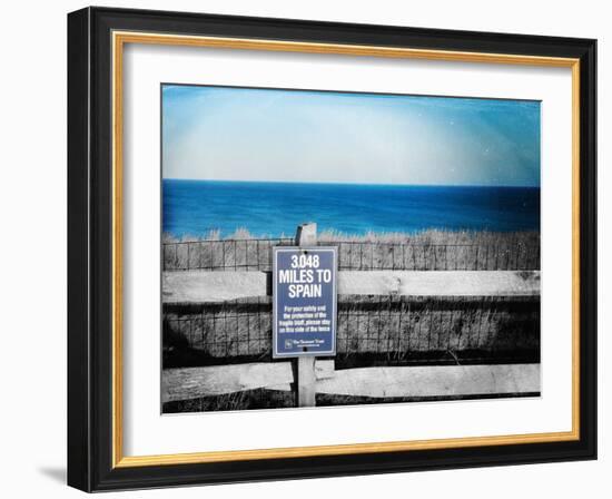 Sign Indicating Distance from Nantucket Island to Spain.-Sabine Jacobs-Framed Photographic Print